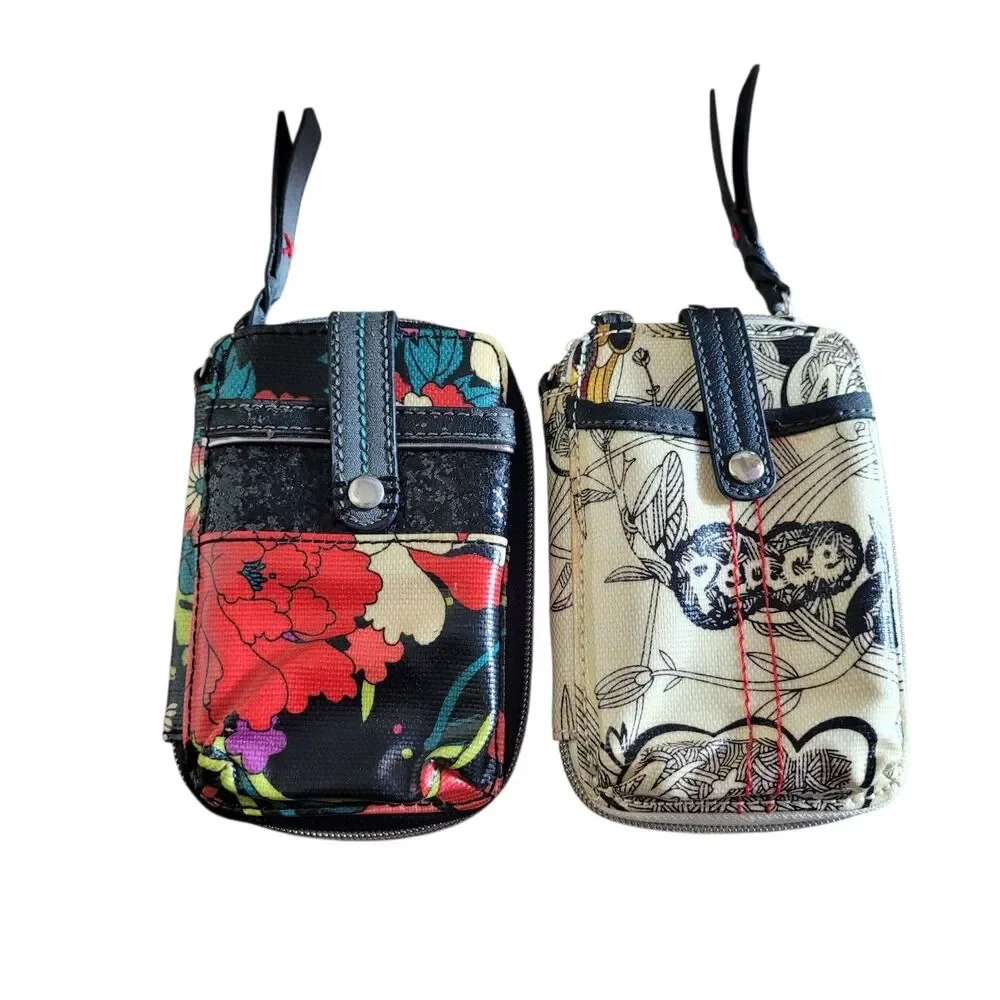 Sakroots Organizer‎ Wallets Set of 2 Colorful Floral Birds Boho Hippie Peace EUC